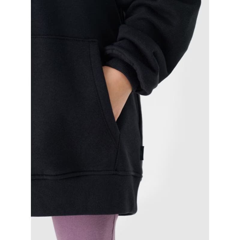 Dievčenská mikina s kapucňou 4F JUNIOR SWEATSHIRT-JWAW24TSWSF1218-20S-DEEP BLACK 4
