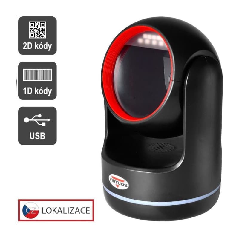 Virtuos CCD 2D čítačka Virtuos HT-861A, stacionárne, USB, čierna 1