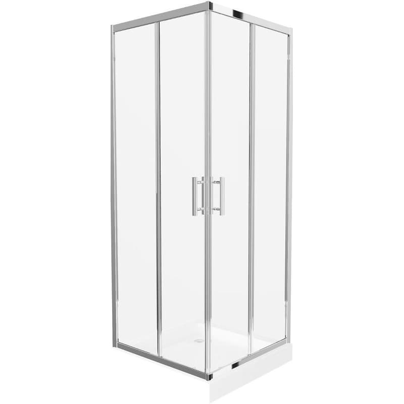 MEXEN/S - Rio štvorcový sprchovací kút 80 x 80, transparent, chróm + vanička Rio 860-080-080-01-00-4510 1