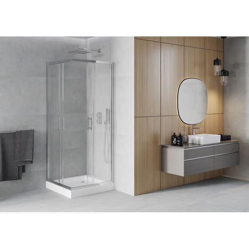 MEXEN/S - Rio štvorcový sprchovací kút 80 x 80, transparent, chróm + vanička Rio 860-080-080-01-00-4510 3