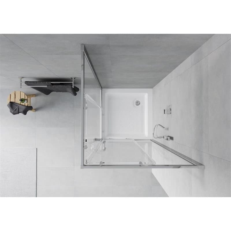 MEXEN/S - Rio štvorcový sprchovací kút 80 x 80, transparent, chróm + vanička Rio 860-080-080-01-00-4510 4