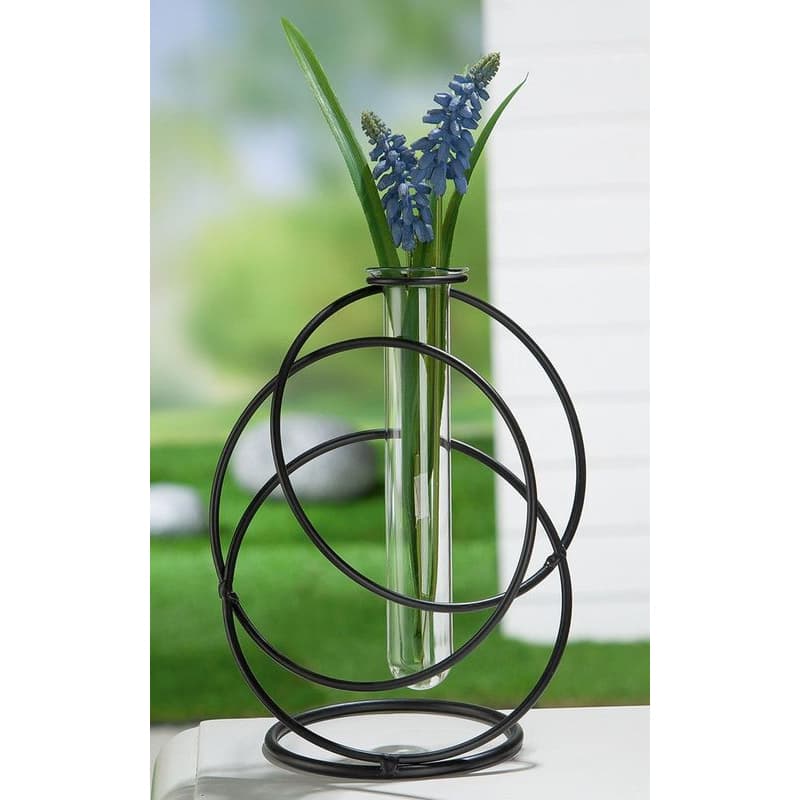 Čierna kovová váza "Circle" 1