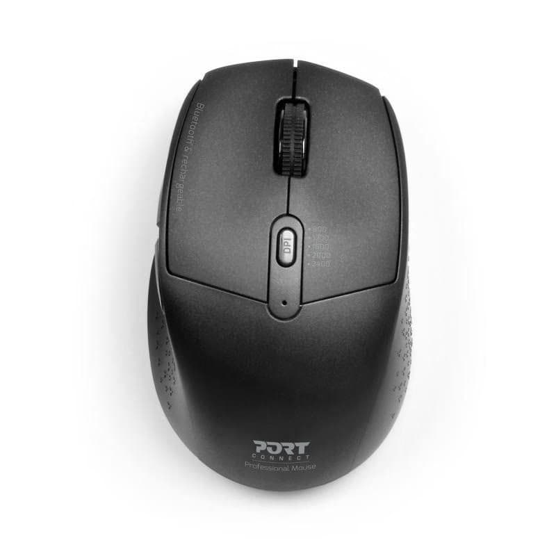 PORT dobíjacia myš s duálnym bezdrôtovým pripojením, BT, 2, 4 GHz, USB-A/C, čierna 3