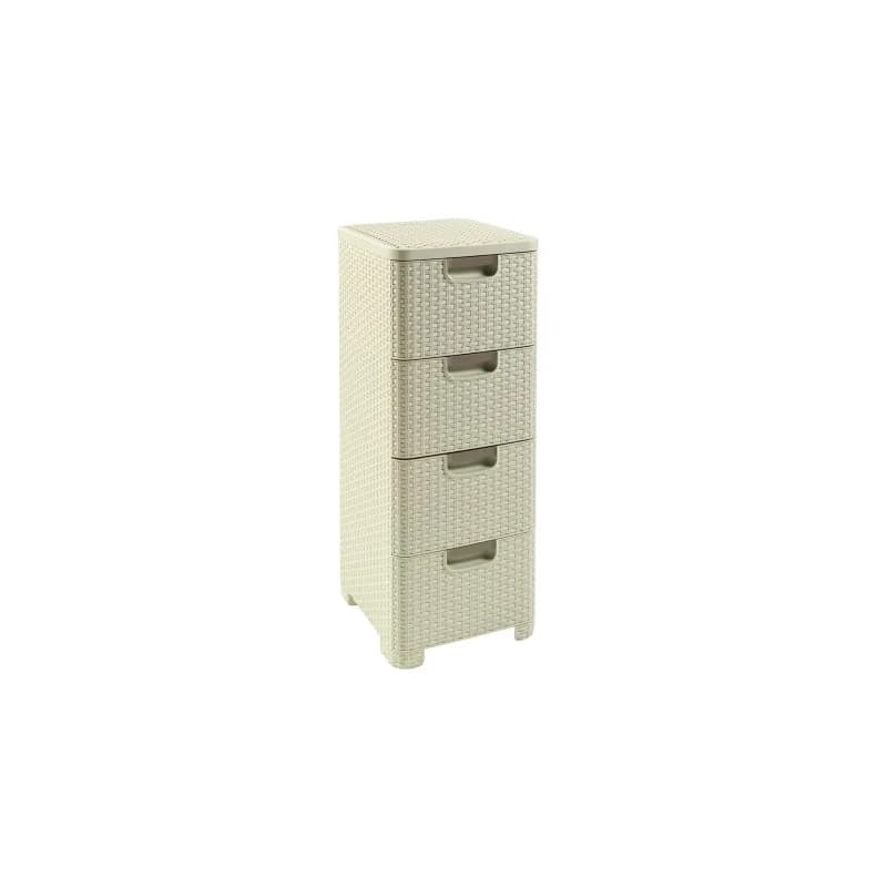 CURVER Zásuvkový regál RATTAN 4x14L | béžová