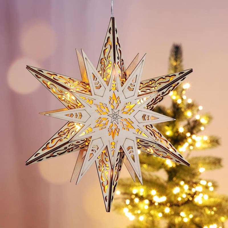 Drevená hviezda LED, 30 cm 1