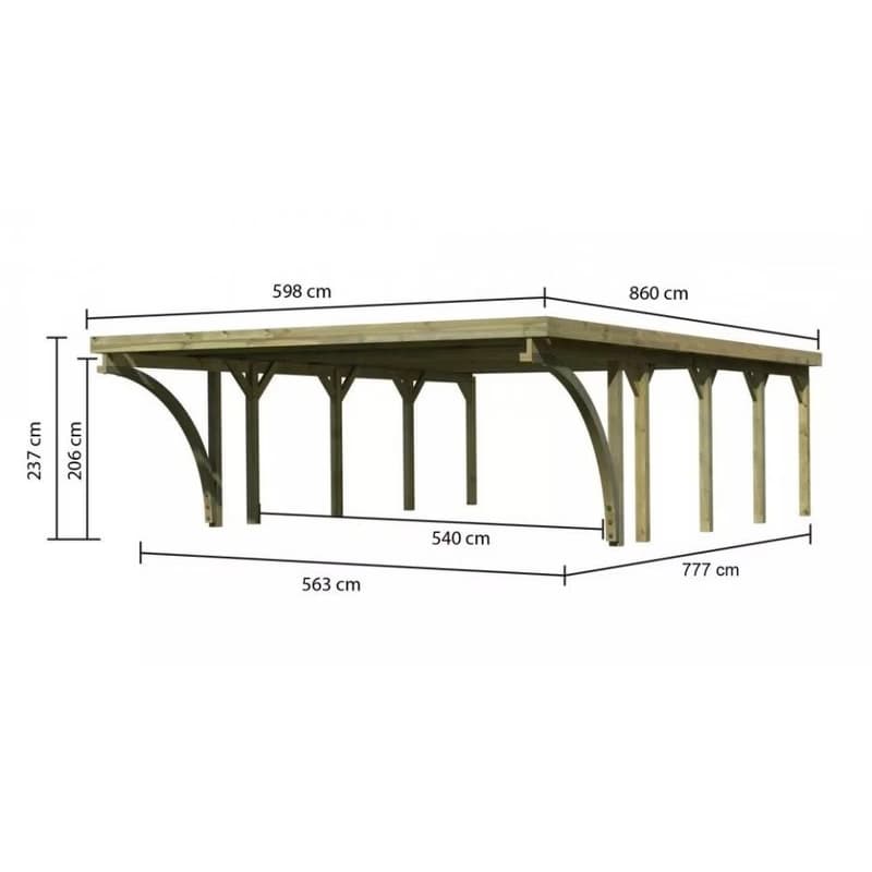 Drevený prístrešok / carport CLASSIC 3C s plechmi Lanitplast 5