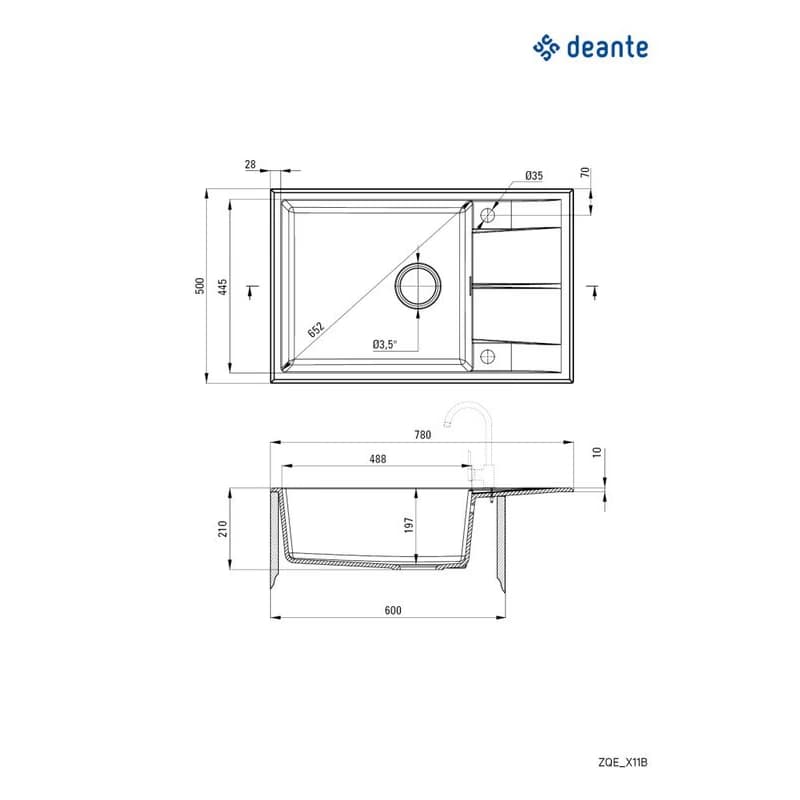 DEANTE DEANTE - Eridan alabaster - Granitový drez s odkvapkávačom ZQE_A11B 3