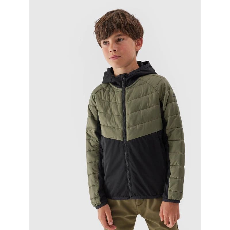 Chlapčenská turistická softshellová bunda 4F JUNIOR TECHNICAL JACKET-JAW23TTJAM282-44S-OLIVE 2