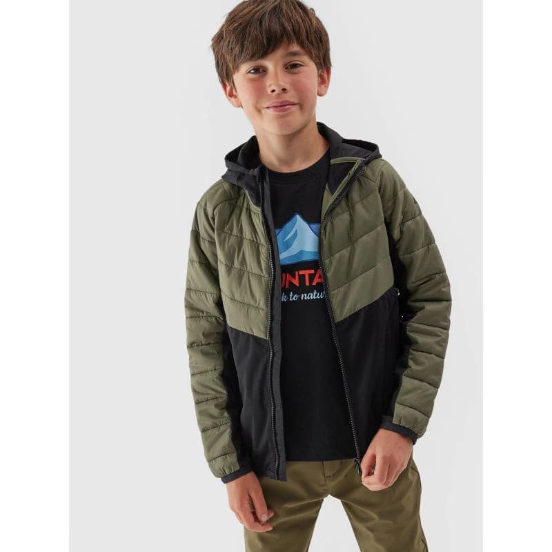 Chlapčenská turistická softshellová bunda 4F JUNIOR TECHNICAL JACKET-JAW23TTJAM282-44S-OLIVE 3