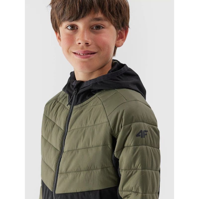 Chlapčenská turistická softshellová bunda 4F JUNIOR TECHNICAL JACKET-JAW23TTJAM282-44S-OLIVE 6