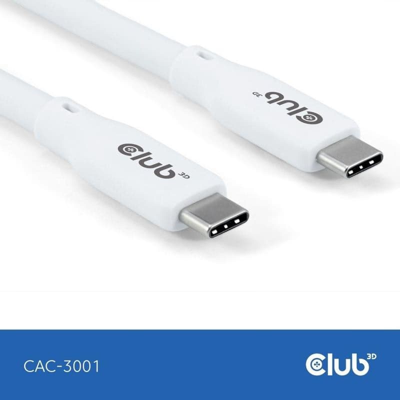 Club3D Kábel USB-C 4.0, 20Gbps, 4K60Hz, PD 240W, 2m, biela 1
