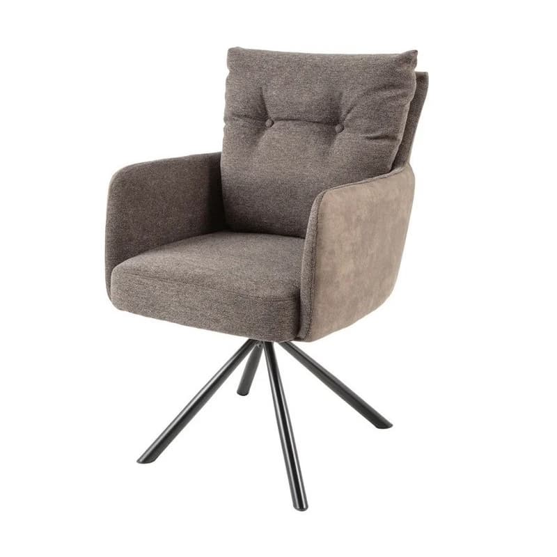 Estila Retro otočná taupe hnedá jedálenská stolička Dover s čiernymi kovovými nožičkami a kombinovaným čalúnením 90 cm 1