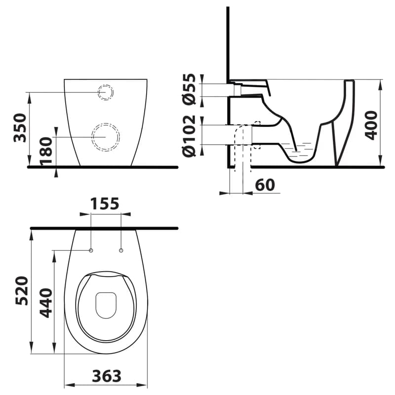 ISVEA - SENTIMENTI WC misa stojaca, Rimless, 36x52cm spodný/zadný odpad, biela 10SM10004SV 2