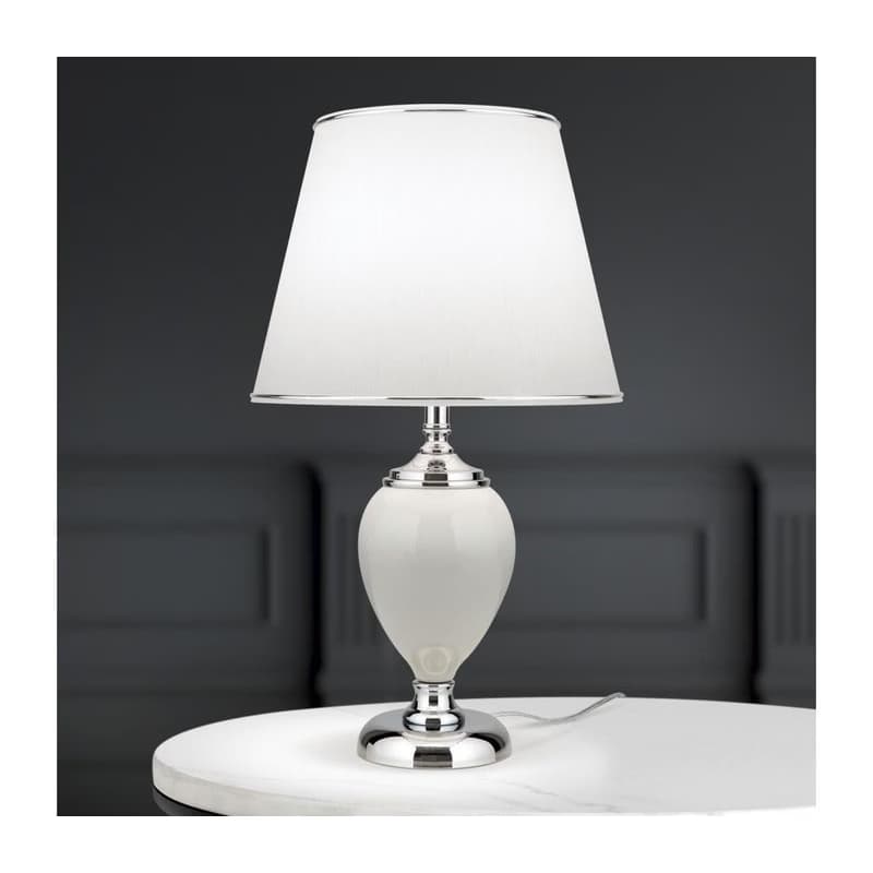 Orion LA 4-1229 - Stolná lampa OVUM 1xE27/40W/230V 48 cm keramika biela/chróm LA 4-1229 chrom