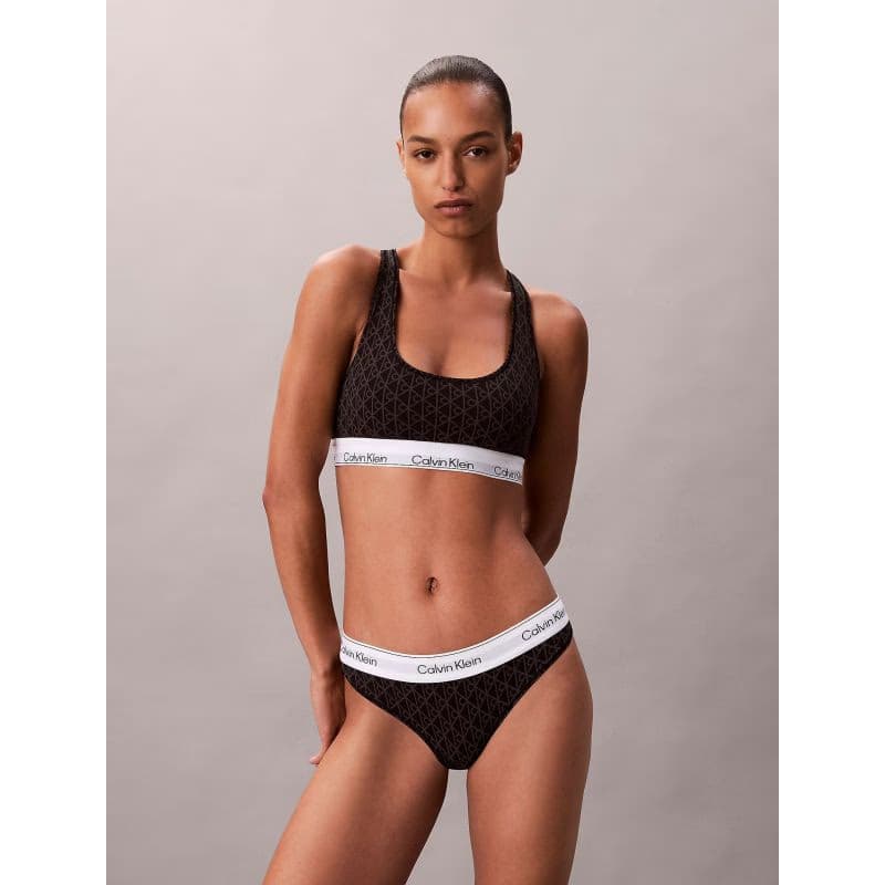 Dámske nohavičky CALVIN KLEIN Thong Icon Cotton Modal seamless emblem black ashford gray 2