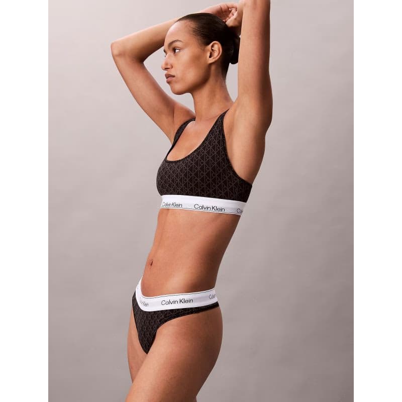 Dámske nohavičky CALVIN KLEIN Thong Icon Cotton Modal seamless emblem black ashford gray 3