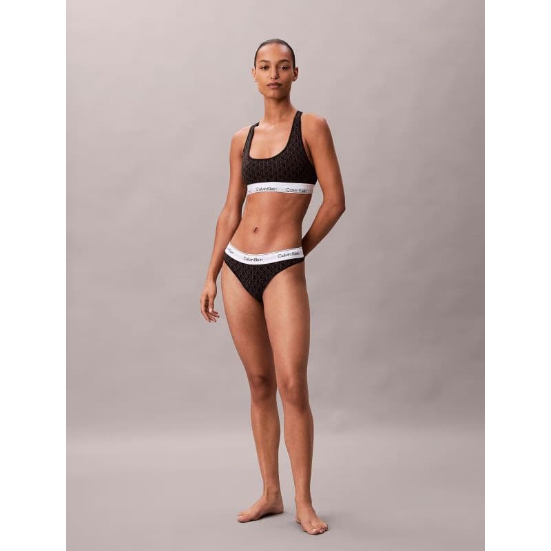 Dámske nohavičky CALVIN KLEIN Thong Icon Cotton Modal seamless emblem black ashford gray 6