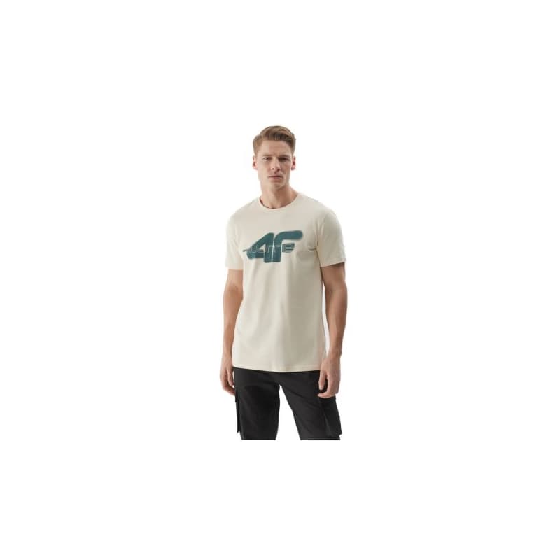 Pánske tričko s krátkym rukávom 4F TSHIRT-WSS24TTSHM1317-12S-CREME