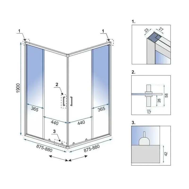 REA - Sprchovací kút City 90x90 Gold Bez sprchovej vaničky REA-K6443 4