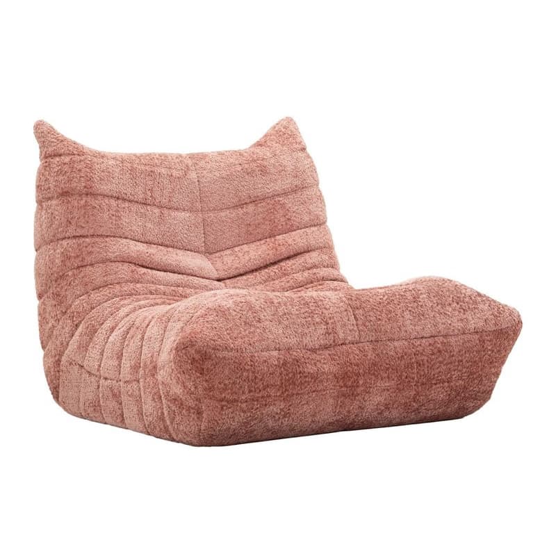Estila Moderný dizajnový plyšový vak na sedenie Kenira v ružovej farbe s horizontálnym prešívaním 103 cm 1