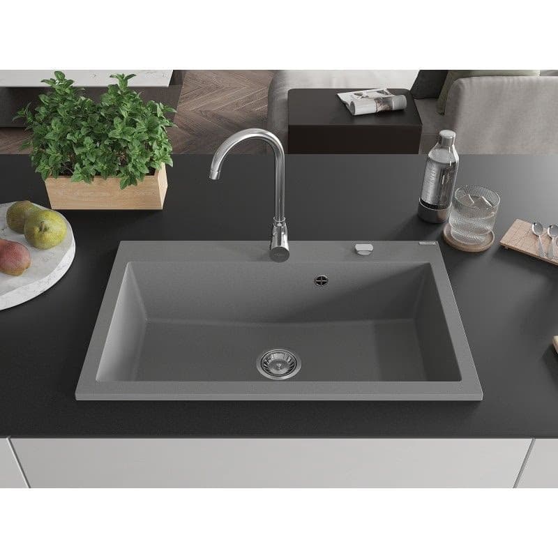 MEXEN MEXEN - Elix granitový drez 1-miska 800 x 500 mm, sivý, sifón chróm 6527801005-71 4