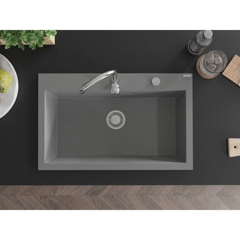 MEXEN MEXEN - Elix granitový drez 1-miska 800 x 500 mm, sivý, sifón chróm 6527801005-71 5