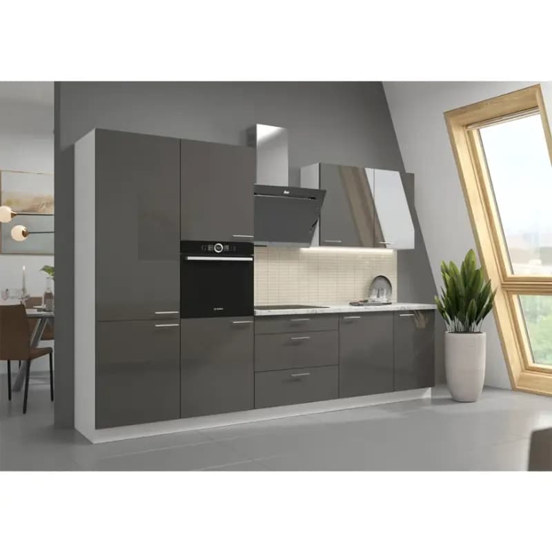 Kuchynská linka Lara 310 MDF sivá lesklá bez dosky 1