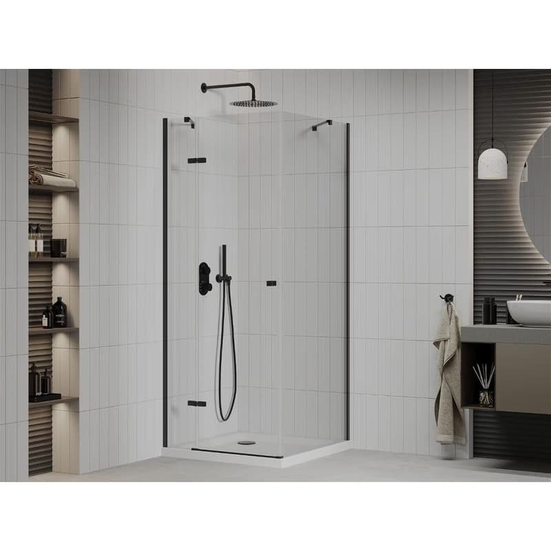 MEXEN/S - Roma sprchovací kút 100x100, transparent, čierna + biela vanička so sifónom 854-100-100-70-00-4010B 2
