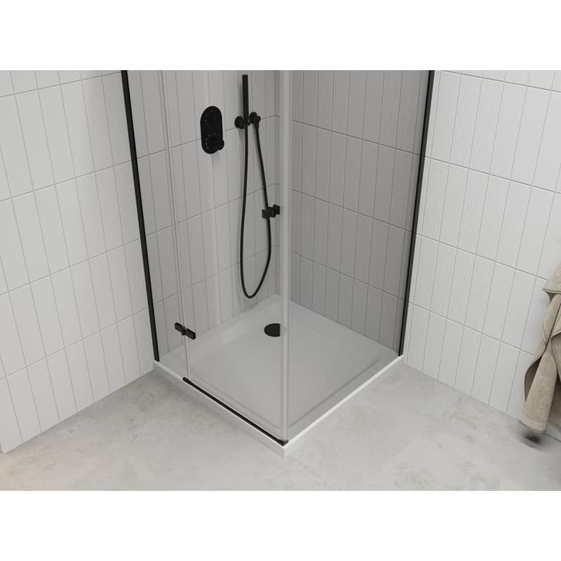 MEXEN/S - Roma sprchovací kút 100x100, transparent, čierna + biela vanička so sifónom 854-100-100-70-00-4010B 4