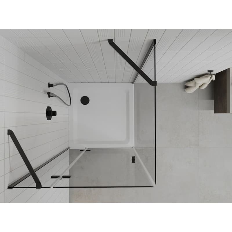 MEXEN/S - Roma sprchovací kút 100x100, transparent, čierna + biela vanička so sifónom 854-100-100-70-00-4010B 6