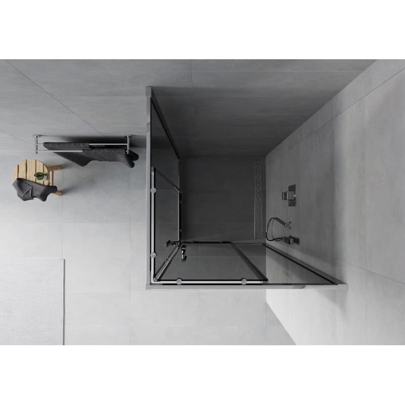 MEXEN - Rio sprchovací kút štvorec 80x80, grafit, chróm 860-080-080-01-40 4
