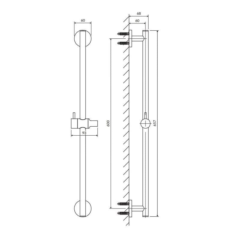 OMNIRES - Sprchová tyč 66 cm, biela mat DR12WM 4