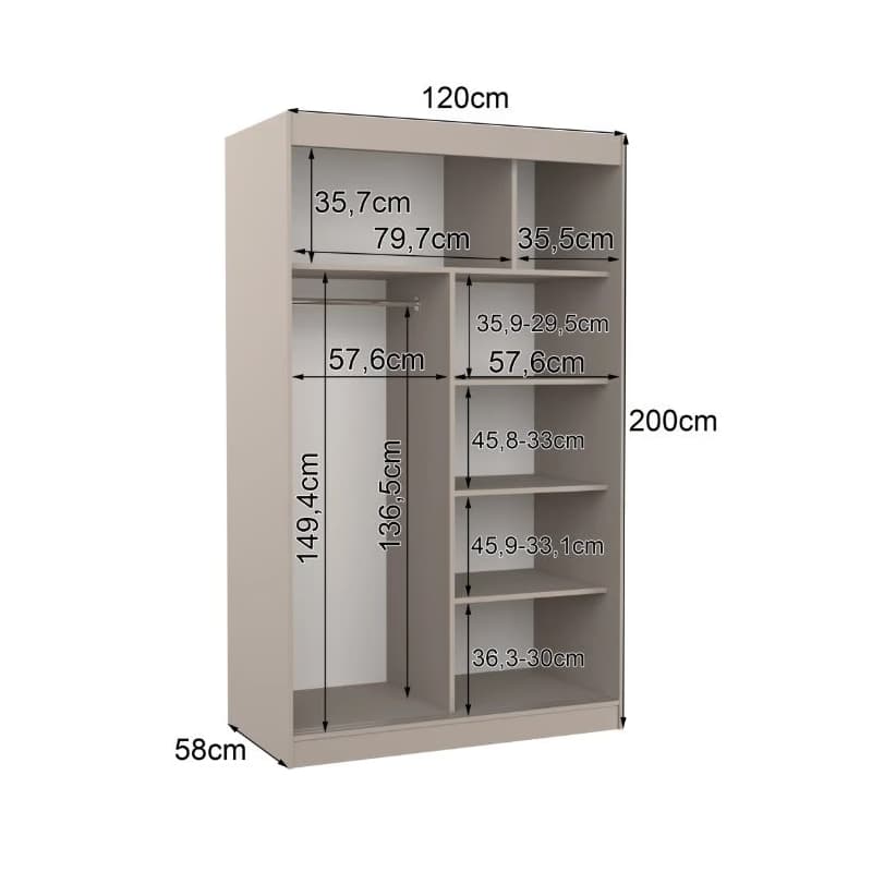ArtAdrk Šatníková skriňa REWENA | cashmere 120 cm 4