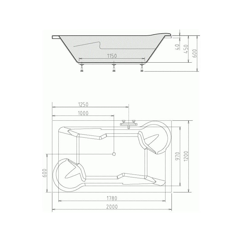 POLYSAN - DUO obdĺžniková vaňa 200x120x45cm, biela 16111 3