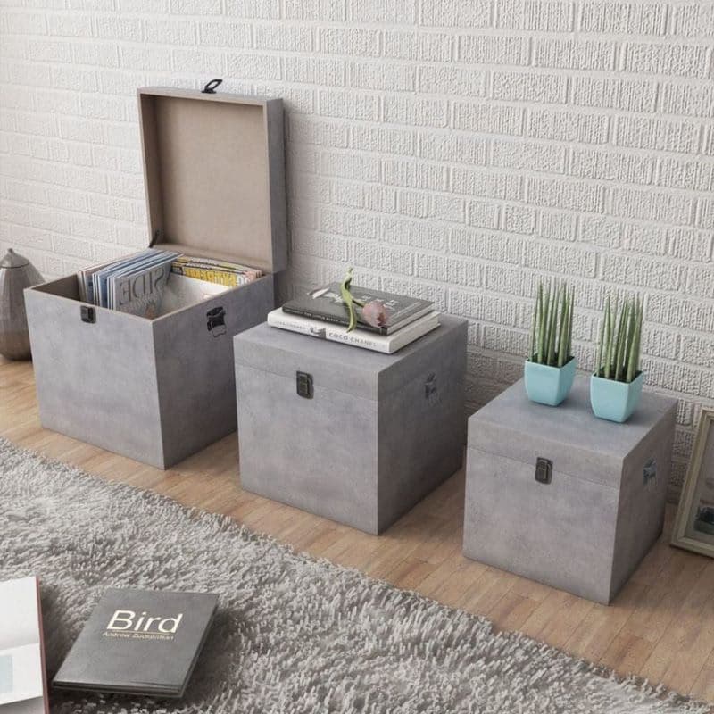 Úložný box 3 ks betón Dekorhome 1