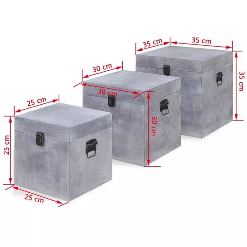 Úložný box 3 ks betón Dekorhome 6