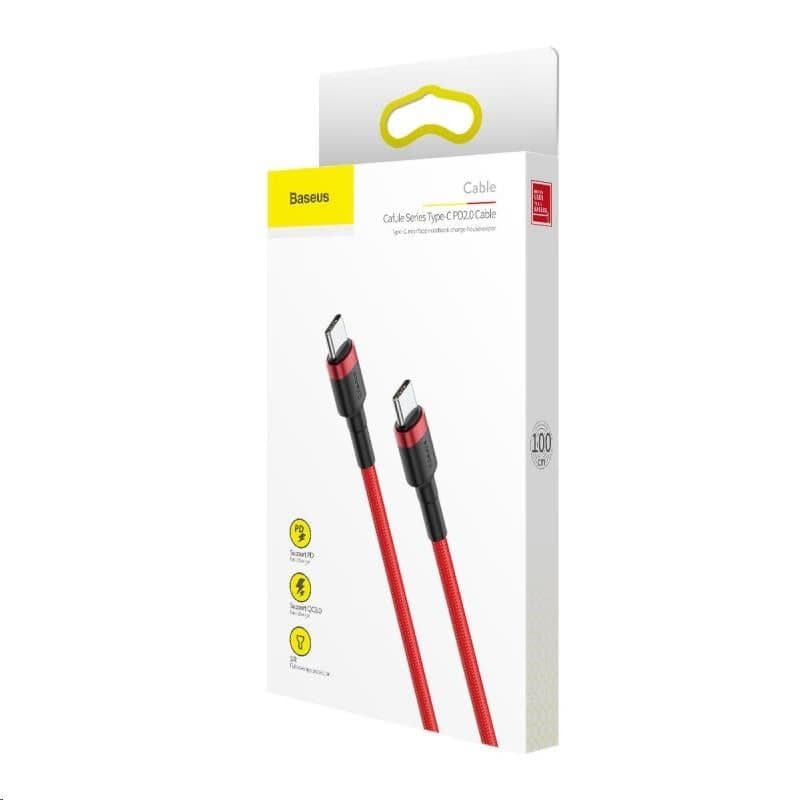 Baseus Cafule Series nabíjací / dátový kábel USB-C na USB-C PD2.0 60W Flash 1m, červená 6