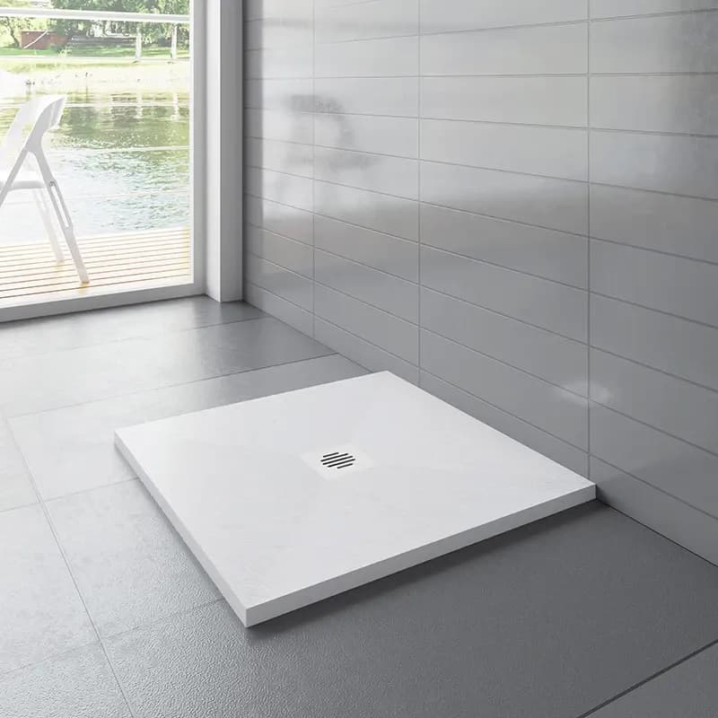 H K - WHITE STAR sprchová vanička z liateho mramoru, štvorec, 80x80x3 cm SE-WHITESTAR8080SET 1