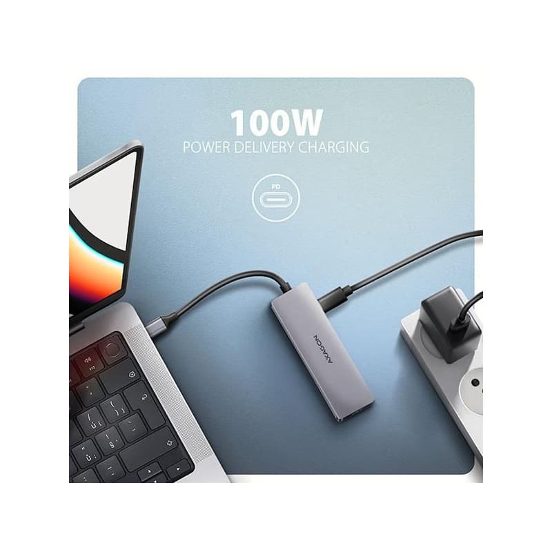 AXAGON HMC-5H60, USB 5Gbps húb, porty 2x USB-A, 1x USB-C, HDMI 4k/60, PD 100W, kábel USB-C 15cm 4