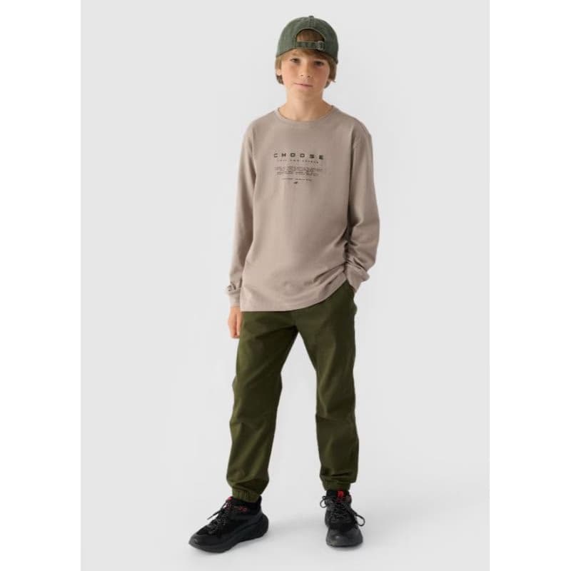 Chlapčenské tričko s dlhým rukávom 4F JUNIOR LONGSLEEVE-JWAW24TLONM294-26S-WARM LIGHT GREY 4