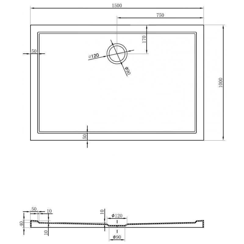 MEXEN - Flow sprchová vanička obdĺžniková slim 100 x 150, čierna mat 46R701015 6