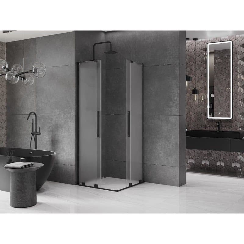 MEXEN/S - Velar L Duo sprchovací kút, posuvné dvere 80 x 80, dekor, čierna 871-080-080-02-33-70 5