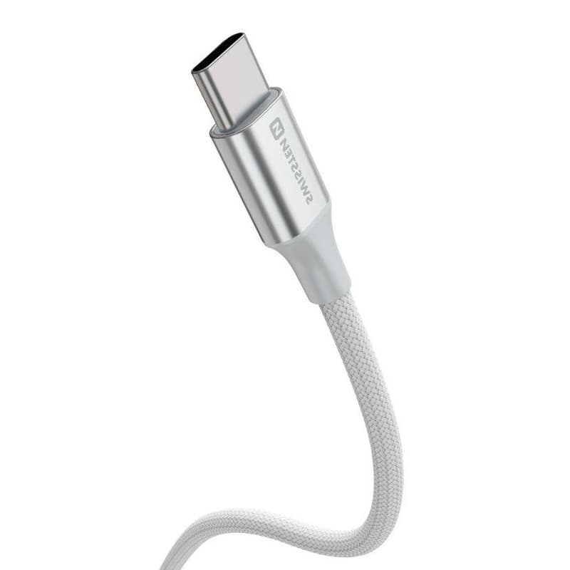 SWISSTEN DÁTOVÝ KÁBEL TEXTILE II USB / USB-C 1,5 M BIELÝ 4