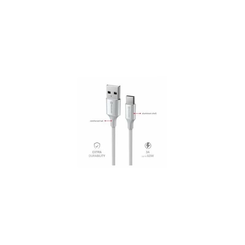 SWISSTEN DÁTOVÝ KÁBEL TEXTILE II USB / USB-C 1,5 M BIELÝ 5