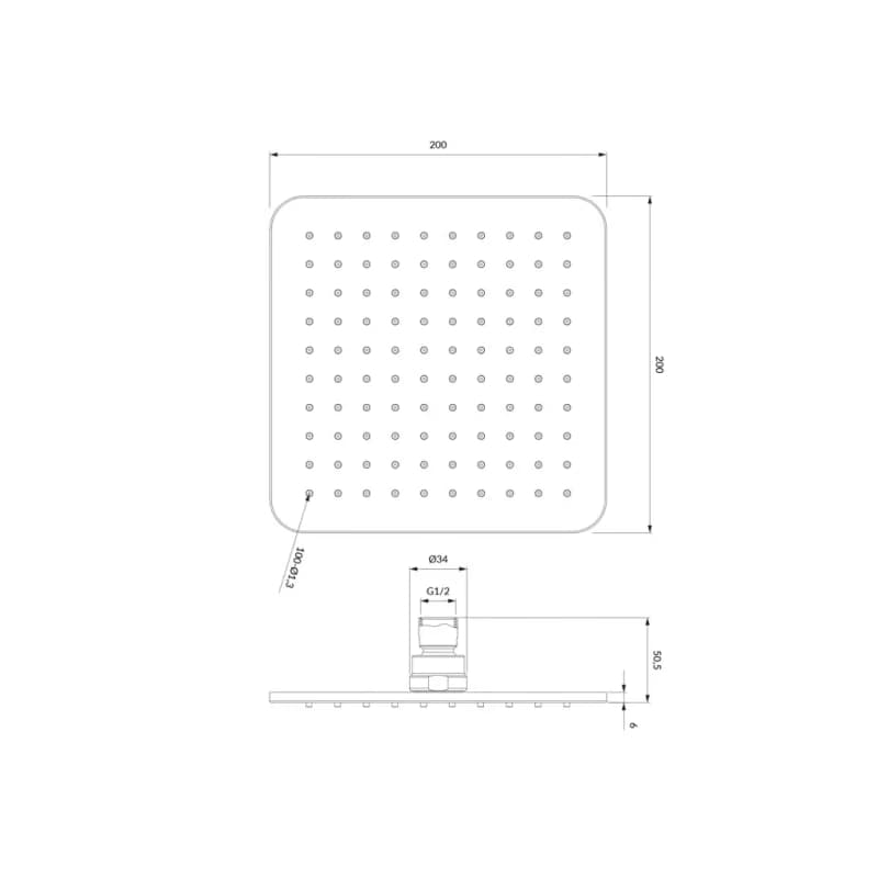 OMNIRES - SLIMLINE dažďová sprcha, 20 x 20 cm chróm / biela /CRB/ WG220/OCRB 3