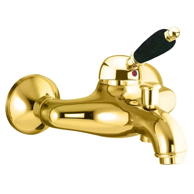 SAPHO - KIRKÉ BLACK nástenná vaňová batéria, čierna páčka, zlato KI10NZ 1
