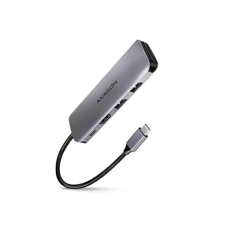 AXAGON HMC-5, USB 3.2 Gen 1 húb, porty 2x USB-A, HDMI, SD/microSD slot, PD 100W, kábel USB-C 20cm