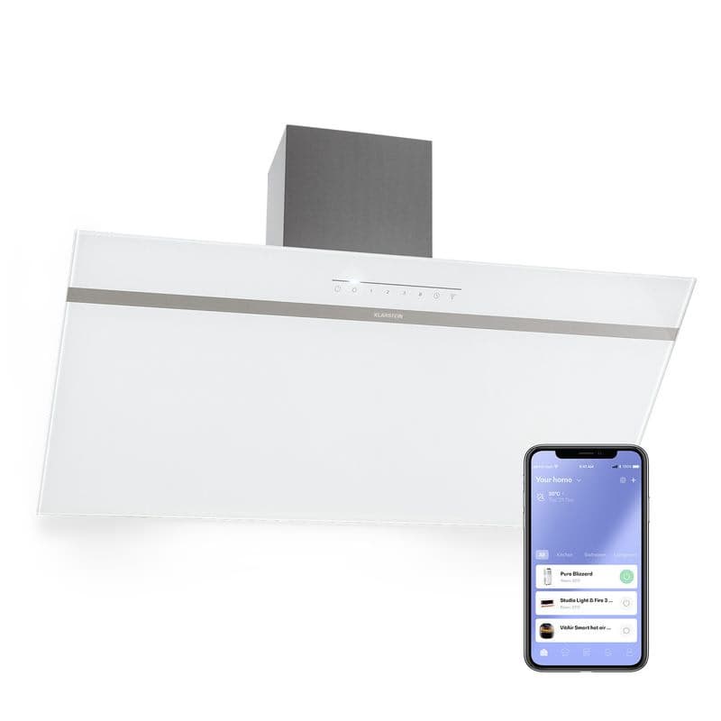 Klarstein Ava 90 Smart, digestor, 90 cm, nástenný, WiFi, A++, 515 m³/h, dotykový displej 1