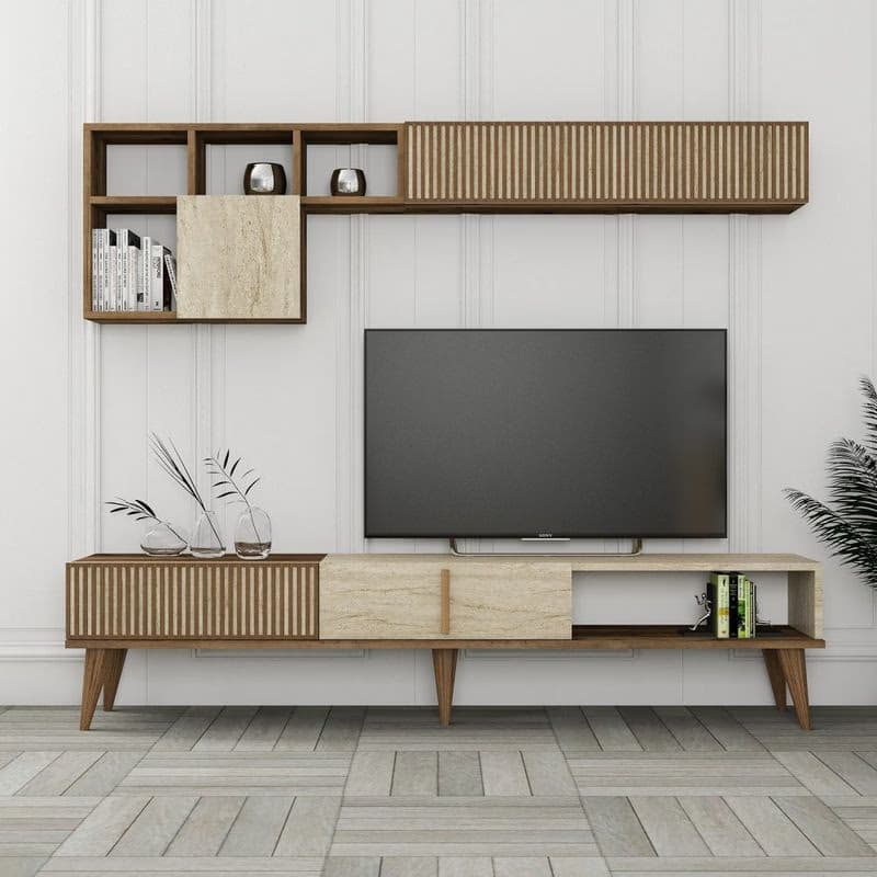 Living Room Furniture Set Milan - Walnut, Travertine 5