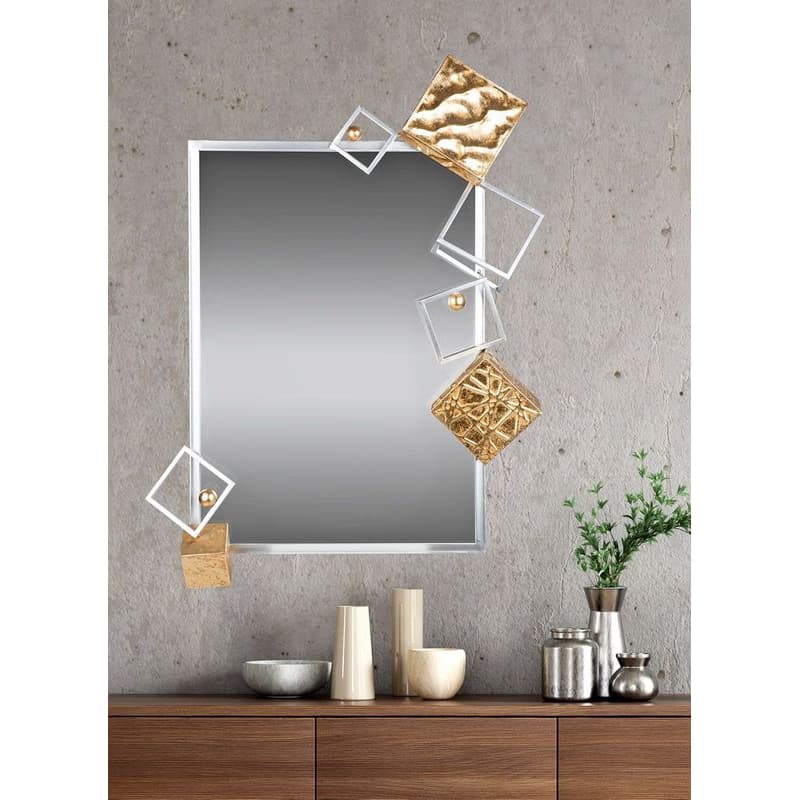Obdĺžnikové kovové zrkadlo "Cubes" s dekoráciou 1